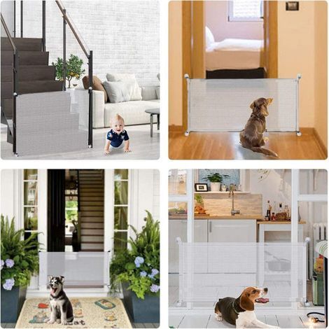 Barrière de Sécurité pour Chiens et Chats, Porte d'Isolation Intérieure Pliante et Portable, 28.3 x 70.9 cm, Blanche