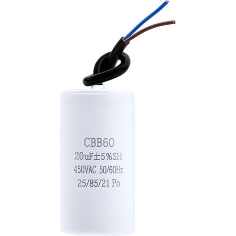 Condensateur CBB60 450V 50/60 Hz Condensateur Pompe Piscine Permanent avec Câble pour Moteur pour Pompe de Piscine Porte de Garage(20uF) (1/5)