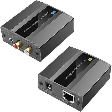 Extendeur audio analogique stéréo 3,5 mm, câble Ethernet Cat5E/6/7 simple, jusqu'à 500 mètres. Convertisseur audio JN (1/5)