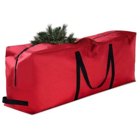 Sac de Rangement pour Sapin de Noël en Tissu Oxford Pliable Décoratif Rectangle Rouge (1/4)
