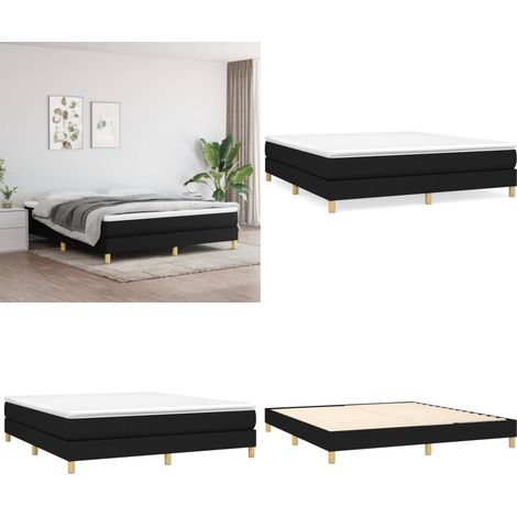 Sommier à lattes de lit avec matelas Noir 160x200 cm Tissu - Lit Double - Literie - Matelas - Sommier Tapissier - Chambre À Coucher - Home & Living (1/5)