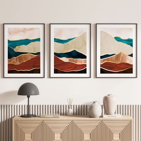 Lot de 3 Affiches / Posters Triptyque - Vagues Design - 3 Affiches - 70x100 cm (Cadres non fournis) - Photo pleine page (1/5)