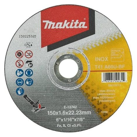 Disco da taglio in acciaio inox MAKITA 150x1,6x22,23 E-13742
