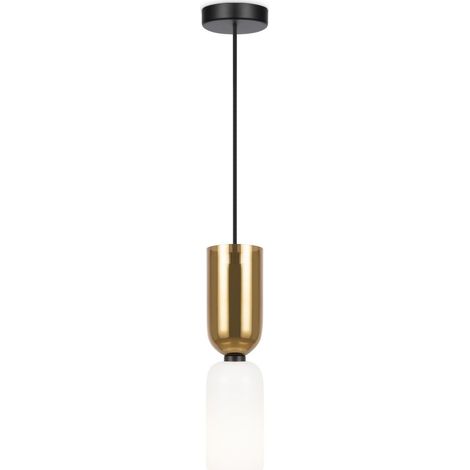 Maytoni Memory Plafonnier moderne à suspension fine, noir, 1 x E14, blanc, abat-jour doré
