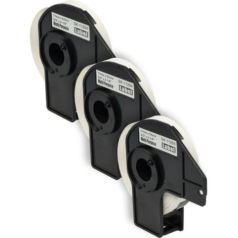 vhbw 3x Label Roll with Holder 17mm x 54mm (400 Label) Replacement for Brother DK-11204 for Label Maker (1/4)