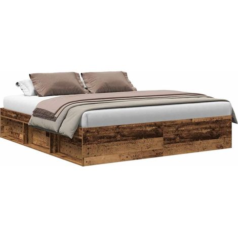 Bettgestell ohne Matratze Altholz-Optik 180x200cm Holzwerkstoff vidaXL (1/5)