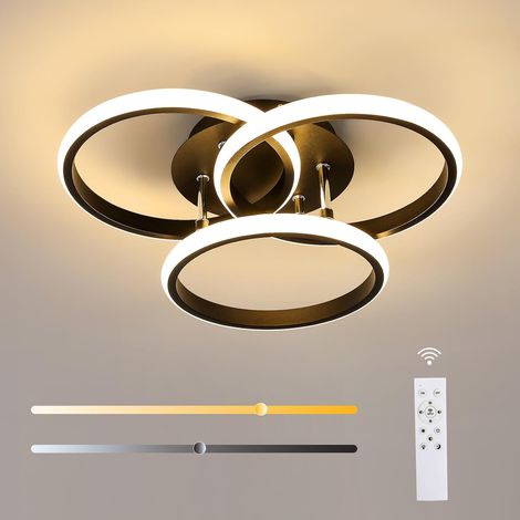 COMELY® Moderna plafoniera dimmerabile 42W 4500lm 40cm LED lampada da soffitto nera rotonda Loullon con telecomando per soggiorno camera da letto, 3000-6500K [classe energetica E] (1/5)