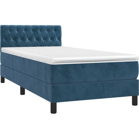 vidaXL Sommier à lattes de lit avec matelas Bleu foncé 90x190 cm