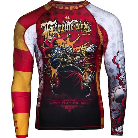 Camiseta de manga larga con protección solar para hombre Killer Cards 2, talla 2XL, color rojo.