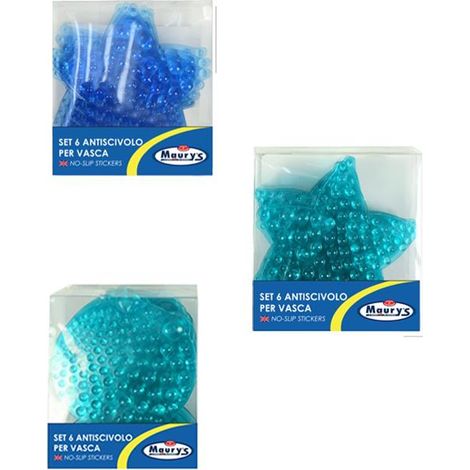 KIT SET 3PZ MAURY'S STICKERS ANTISCIVOLO PER VASCA O DOCCIA 6PZ COLORI ASSORTITI (1/3)