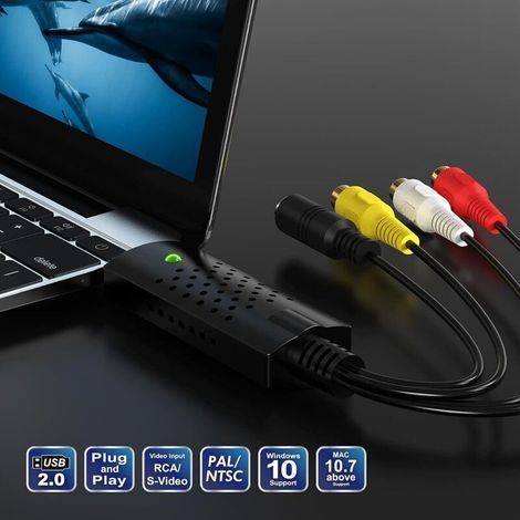 Il convertitore audio/video RCA USB 2.0 digitalizza e modifica video provenienti da qualsiasi sorgente. (1/4)