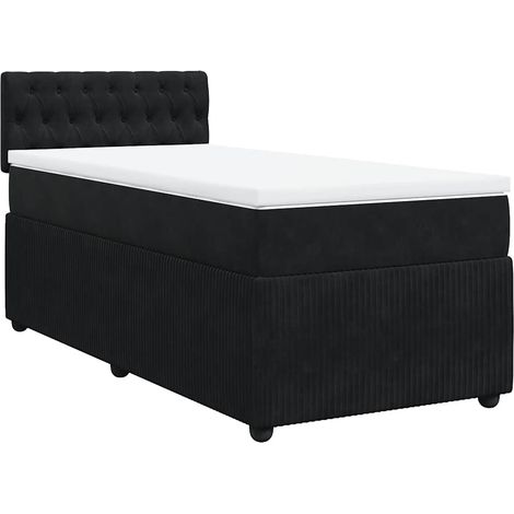 Maison Exclusive - Cama box spring con colchón terciopelo negro 1