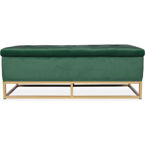 Banquette coffre Angele Velours vert pieds doré