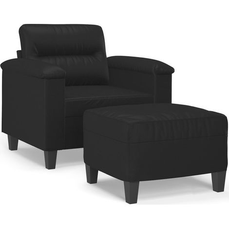 Maison Exclusive - Sessel mit Hocker Schwarz 60 cm Kunstleder