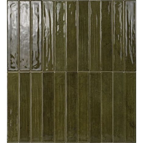 Carrelage Mur Ceramic Connection Green Brillante 5 x 30 cm