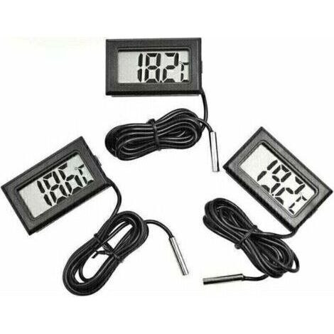 LaBlanc Mini Digital LCD Thermomètre Température avec Sonde de Température Capteur Testeur pour Réfrigérateur Congélateurs Aquarium (3X Noir) (1/4)
