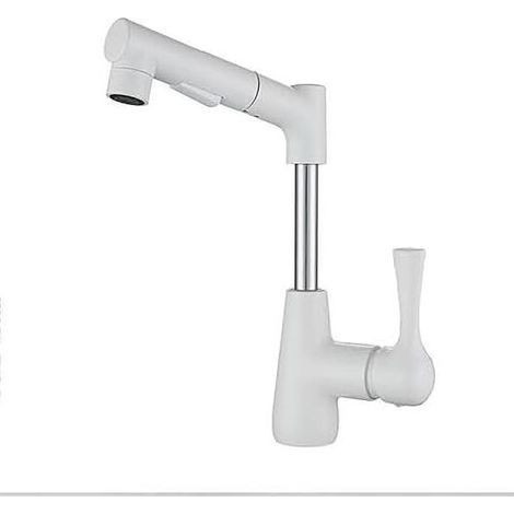 Waschtischarmatur mit Handbrause, 360-Grad-Drehung, Messing-Waschbeckenarmatur, weiße Badezimmer-Mischbatterie, herausziehbare Sprühbrause, Waschtischarmatur (1/4)