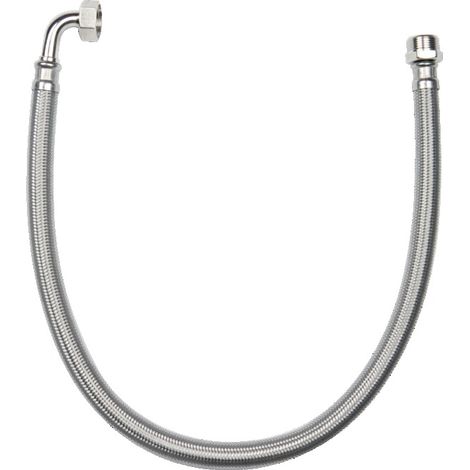 Flexible sanitaire 120cm FF 20x27 coude DN13 tresse/douille inox 1p