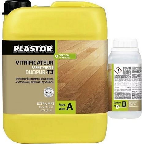 Plastor – Vitrificateur parquet bicomposant pro 10L – Haute protection trafic intense – Finition mate pour bois dur