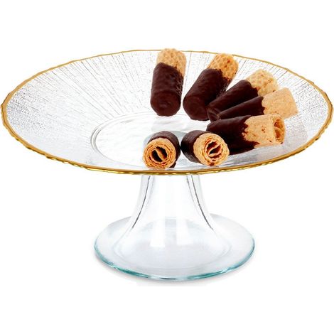 Expositor de cristal para tartas con pata dorada de 21 cm (1/5)