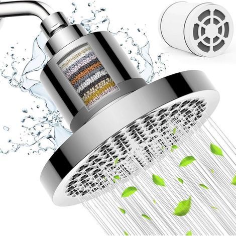 Shower Head with Filter, High Pressure Shower Head, Water Saving Rain Shower Head, Round Universal Fixed Shower Head (1/4)