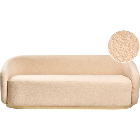Sofá 2 plazas minimalista tapizado de bouclé asiento grueso beige Sipo