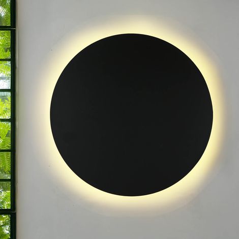 Applique ronde Ø 40 cm métal noir lumière indirecte Lampe murale