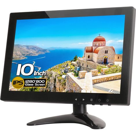 10.1 Pouces CCTV Moniteur IPS LCD HD Couleur Écran 1280x800 Large Angle De Visionnement avec AV/VGA/HDMI/BNC/AUX/Audio Ports Haut-Parleur intégré, pour caméra de Surveillance de sécurité (1/5)