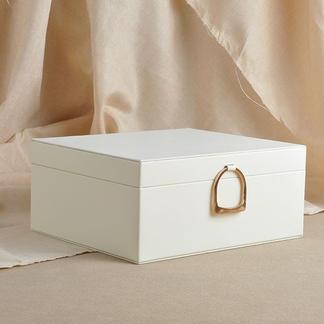 Boîte à bijoux à 2 niveaux avec poignée, effet flottant, tiroir flexible, boîte à bijoux pour accessoires, 20,5 x 24 x 11 cm, rose bonbon (blanc) (1/5)