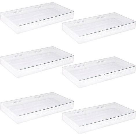 Lot de 6 boîtes de rangement en plastique pour bureau, pour maquillage, accessoires et photos-27x27x1cm-Transparent (1/2)