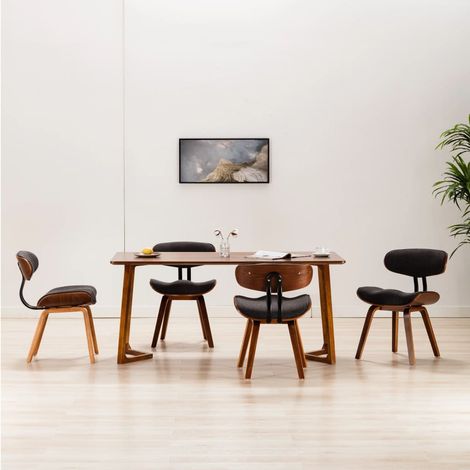 Lot de 4 Chaises de salle à manger - Chaises à dîner Gris Bois courbé et tissu BV782237 - BonneVie (1/5)