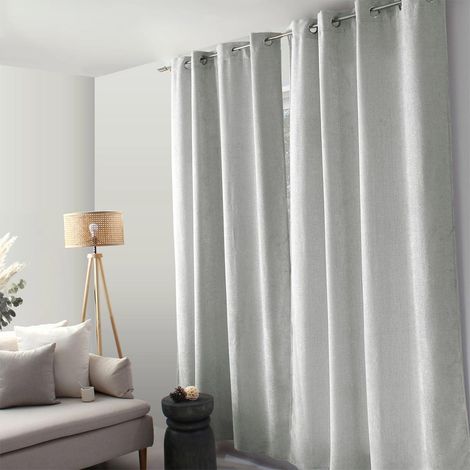 Rideau en Velours Chenillé "Kamala" 140x240cm Gris Clair (1/2)