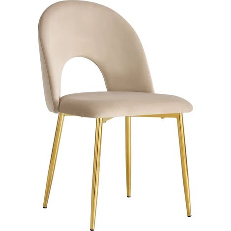 Lot de 4 chaises TEDDY Gold velours - Taupe (1/5)