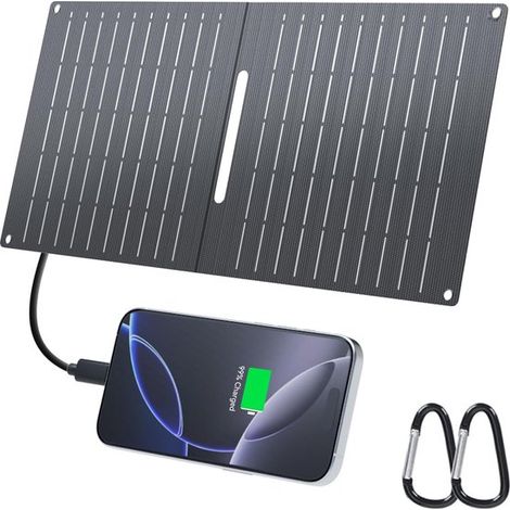 15-W-Solarladegerät für Mobiltelefone, wasserdicht (IP67), faltbares Solarpanel für Camping und Rucksackreisen, kompatibel mit USB-A/USB-C (1/4)