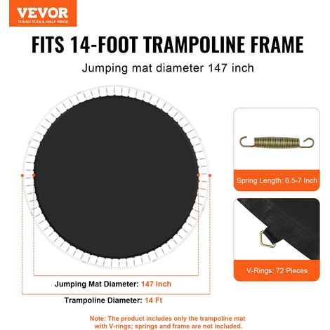 Tapis de rechange pour trampoline, tapis de saut de remplacement universel pour trampoline rond avec cadre de 426 cm, résistant aux… (1/5)