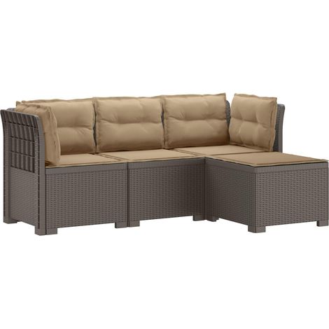 Maison Exclusive - 4-Sitzer Garten Sofa mit Kissen Rattan Look PP (1/5)