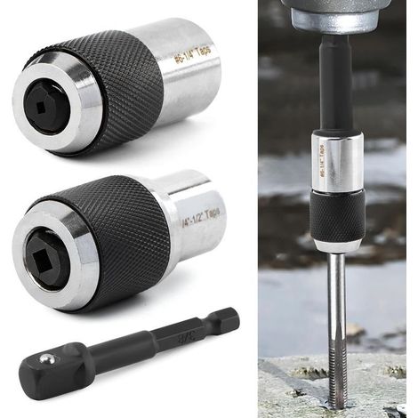 Jeu de 2 douilles de robinet avec 1 adaptateur de douille de 0,95 cm, outil d'extraction de robinet réglable, pour robinets, alésoirs et extracteurs de vis (1/5)