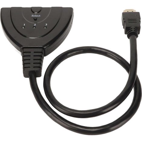 Commutateur d'interface multimédia HD à 3 ports, 3 entrées et 1 sortie, distributeur d'interface multimédia HD 3D 1080p, compatible avec les téléviseurs HD, PS3, PS4 et autres appareils. (1/4)