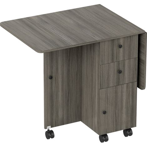 Tavolo Salvaspazio a Ribalta 120x60x76,5 cm con Armadietto e Cassetti Rivestimento in Melamina Grigio (1/5)