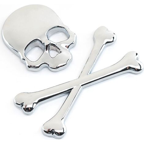 Adesivo per auto, 3D, teschio in metallo, scheletro, morte, distintivo, emblema, auto, moto, adesivi, accessori (1/4)