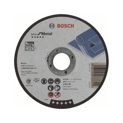 Bosch Disque à tronçonner droit Best for Metal A 46 V BF 125 mm 22,23 mm 1,5 mm - 2608603518 (1/2)