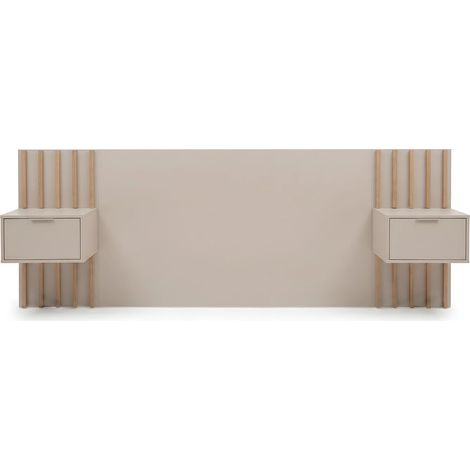 Testata letto con comodini 260 cm con porta USB-C - Beige e naturale - CORANY (1/4)