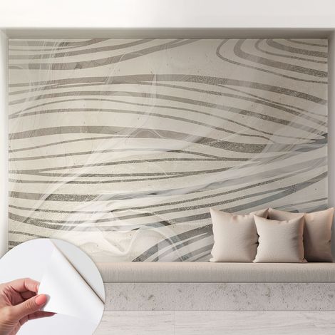 Papier peint adhésif décoratif pour salon chambre et cuisine Facile à poser avec colle Lignes ondulantes 208x146 cm (1/5)