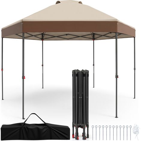 CASART 3.6x3.6m Pop Up Garden Gazebo Adjustable Height Canopy Tent w/Pegs (1/5)