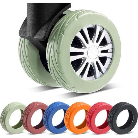 ABYSSE-Ensemble de 8 couvre-roues de valise, en silicone résistant à l'usure et insonorisant, texturé, antidérapant, convient aux roues de 2 à 2,4 pouces, vert. (1/4)