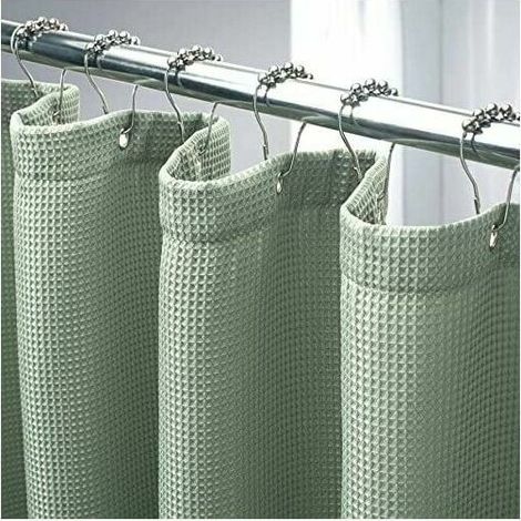 European and American Waffle Shower Curtain Waterproof and Mildewproof Bathroom Door Curtain Shower Curtain-Bean Green (1/5)