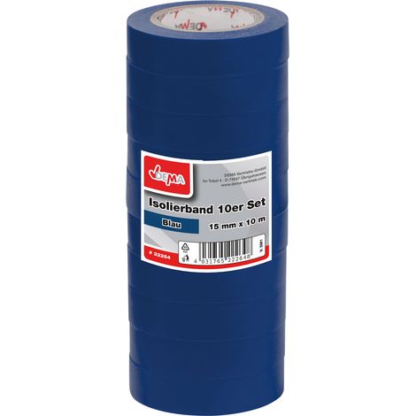 Isolierband Klebeband 10er Set Blau 15mm x 10m Eelektriker Tape selbstklebend (1/3)