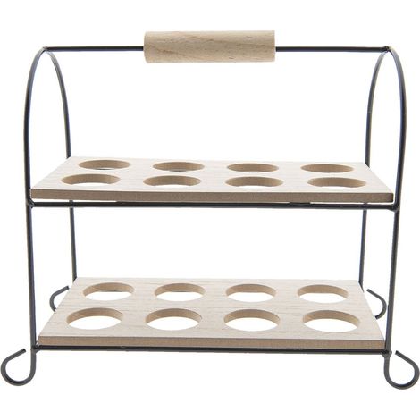 Porte-œufs de Style Rustique en Métal Noir et Bois Panier à Œufs 21 x 11 x 20 cm pour 16 Œufs - PANGIVO (1/3)