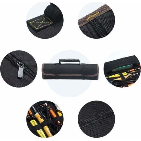Portable 22 Poches Trousse à Outils Vide, Sacoches Porte-Outils, Organiseur à Outil, Sac/Etui/Pochette Toolkit Enroulable en Tissu Oxford 600D (sans outils) (1/4)