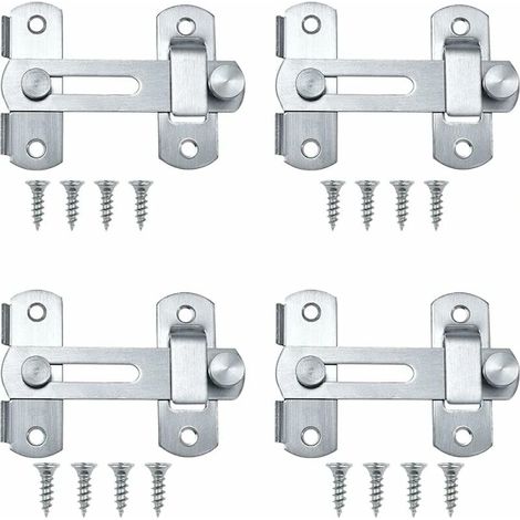 Cadenas à 4 rouleaux, verrou coulissant de 7,6 cm, verrou de porte en acier inoxydable, cadenas de porte, cadenas de portail, cadenas de jardin et de fenêtre de portail